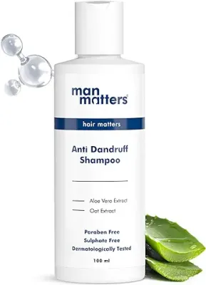 10. Man Matters Anti Dandruff Shampoo | 5.5 Balanced pH | 3X Faster Reduction in Flaking, Itching, & Dry Scalp | Aloe Vera & Oat Extract | Dermatologically Tested | 100 ml