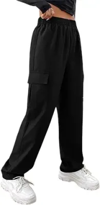 7. Elyraa Women's Western Stylish High Waist Pockets Cargo Solid Trousers Pants for Women/Girls