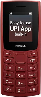 15. Nokia 105 Single Sim Keypad Phone with Built-in UPI Payments, Long-Lasting Battery, Wireless FM Radio | Red