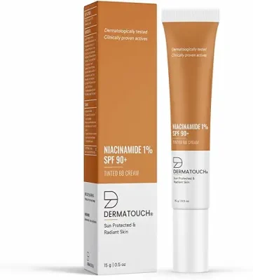 12. DERMATOUCH Niacinamide 1% SPF 90+ PA+++ Tinted BB Cream | For Sun Protected & Radiant Skin | UVA-UVB Protection | Suitable to All Skin Types | For both Men & Women | 15G