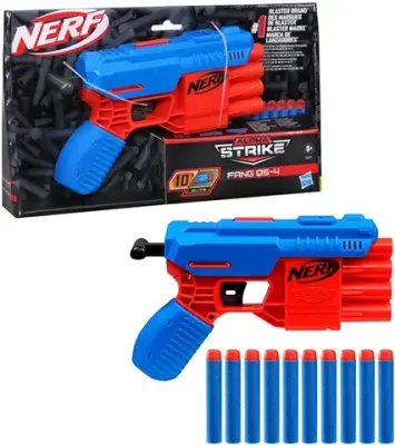 4. Nerf Alpha Strike Fang Qs-4 Toy Blaster, Fire 4 Darts in A Row, 10 Nerf Darts, Gift Toys for Kids Teens&Adults, Toy for Boys, Birthday Gift Toy Ages 8+,Best Xmas Gift,Multicolor