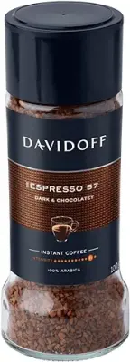 13. Davidoff Espresso 57 Intense Instant Coffee 100% Arabica, 3.53 oz ℮ 100 g, Granule, Glass Bottle