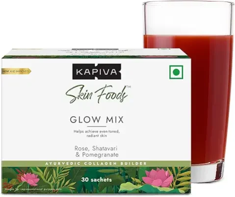 5. Kapiva Skin Foods Glow Mix | Ayurvedic Skin Supplement, Collagen Powder | Skincare for Glowing & Healthy Skin (30 Sachets)