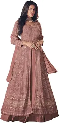 9. Dhrishafashion Women's Georgette Semi Stitched Pakistani Salwar Suit (Anakali Gown pakistani suit-SF171-ver-34 Green1 Free Size)