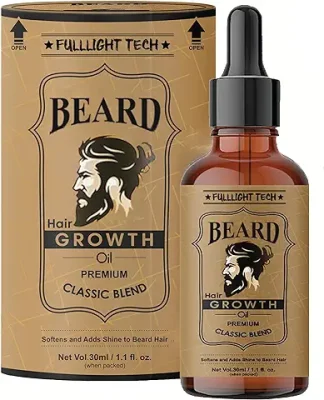 4. FULLLIGHT TECH Beard Oil for Growing Beard Faster with Almond and Thyme NATURAL Best Beard Growth Oil for Men Nourishes and Strengthens Uneven Patchy Beard - (Pack of 1, 30ml)