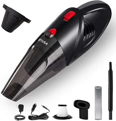 3. Tusa Wireless Handheld Vacuum Cleaner, High Power Cordless Mini Vacuum Cleaner (Black), HEPA Filter, 40 liter