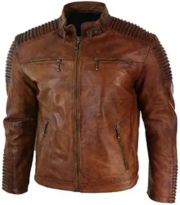 4. A1 SKIN FASHION Pure Genuine Leather Brown Jacket for Men's (Size : XS To 2XL,Color : Brown)