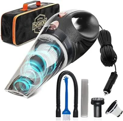 7. ThisWorx for Car Vacuum Cleaner 12V Handheld Portable Car Vacuum for Deep Cleaning|110W Vacuum Motor & 4200PA Powerful Suction,16 Ft Cord, HEPA-Filter & Bag for Travel-Car Accessories(Black)