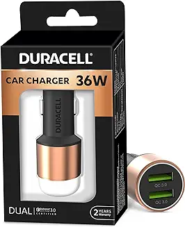 11. Duracell 36W Fast Car Charger Adapter