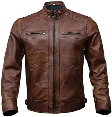 10. NEW CHOICE LEATHERS Pure Genuine Leather Jacket For Men's (NEWCHOICE-922-BROWN)