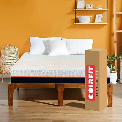 14. Coirfit Naturale - 100% Natural Pincore Latex Eco Friendly 7- Zone Sleeping System - 6" King Size Mattress with All Organic Outer Fabric- with 2 Free Pillows (72"x72"x6") - Roll Pack