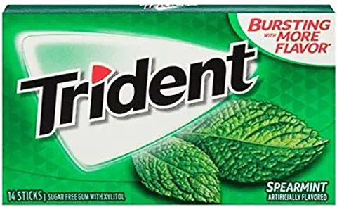 10. Trident Sugar Free Chewing Gum Spearmint, 14 Sticks, 26 g