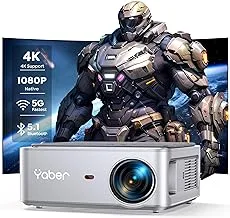 5G WiFi Bluetooth Projector, YABER Native 1080P Outdoor Movie Projector with 350" Display, 18000L Home Theater Video Proje...