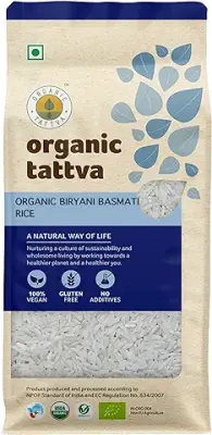 7. Organic Tattva, Organic Biryani Basmati Gluten Free and Unpolished Rice, 1Kg