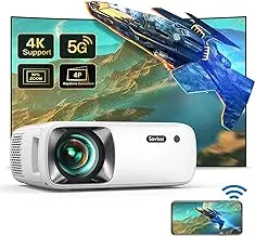 Projector 4K with WiFi and Bluetooth: Upgrade 650 ANSI Native 1080P Outdoor Projector, 4D/4P Keystone 450'' & 50% Zoom Sov...