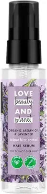 7. Love Beauty & Planet Argan Oil & Lavender Hair Serum for smoother frizz-free hair, | Paraben Free, 50ml