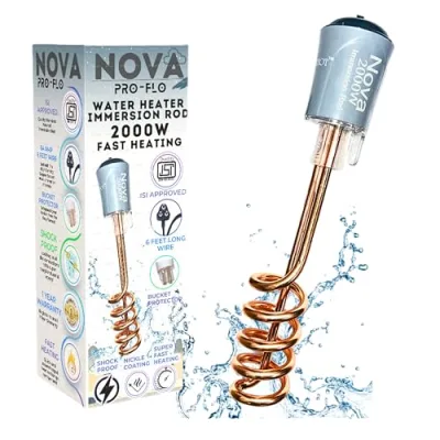 10. Nova Water Heater Rod for Home Shock Proof Immersion Heating Rod | TURBO HeatPro Technology for Rapid Heating | 2000w Copper Element | 6 Months Warranty |