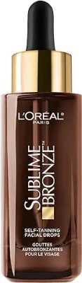 1. L'Oreal Paris Sublime Bronze Self Tanning Facial Drops with Hyaluronic Acid, Gradual Tan, Fragrance-Free, 1 fl. Oz