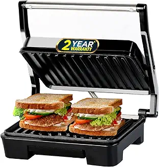 4. iBELL SM1515 Sandwich Maker with Floating Hinges, 1000Watt, Panini/Grill/Toast (Black)