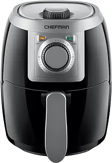 3. CHEFMAN Small, Compact Air Fryer Healthy Cooking, 2 Qt, Nonstick, User Friendly and Adjustable Temperature Control w/ 60 Minute Timer & Auto Shutoff, Dishwasher Safe Basket, BPA - Free, Black