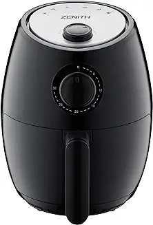 5. Zenith AirMax Small, Compact Air Fryer Healthy Cooking, 2.1 Qt, Nonstick, User Friendly and Adjustable Temperature Control w/ 30 Minute Timer & Auto Shutoff, Dishwasher Safe Basket, Black (2L)