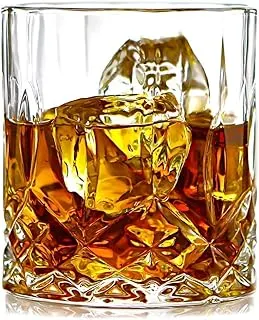 SYANKA Italian Premium Old Fashioned Crystal Whiskey Glass Set 6, 320 ML, Transparent