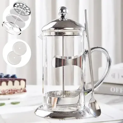 12. DUJUST Silver French Press Coffee Maker