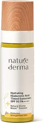 10. Nature Derma Hydrating Hyaluronic Acid Tinted Sunscreen SPF