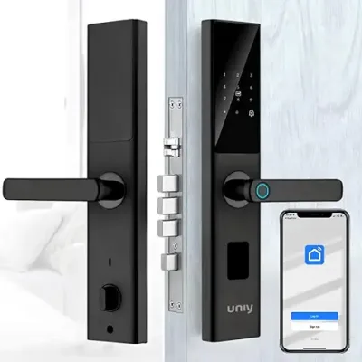7. UNIY 810 Smart Digital WiFi Door Lock (Metal)Smart Life App (No Extra Gateway Required) Fingerprint-PIN-OTP-RFID-Card & Manual Key|Child Lock |5 Bolt Strong Mortis | Suitable for Wooden Doors (Black)