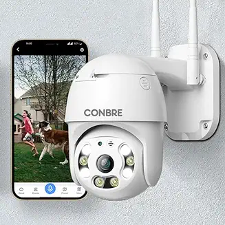 9. Conbre UltraXR 3MP Outdoor WiFi Wireless Smart IP CCTV Security Camera | Colored Night Vision | 2-Way Audio | Motion Track | Cruise Mode | Support 128 GB Micro SD Card Slot