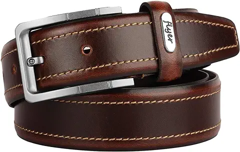 13. Flyer Men's Leather belt (Formal/Casual) (Colour -Brown/Tan) Buckle Adjustable Size Genuine Leather (BR1512) (Pack of 1)