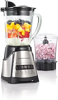 9. Hamilton Beach Power Elite Blender for Shakes and Smoothies with 3-Cup Vegetable Chopper Mini Food Processor