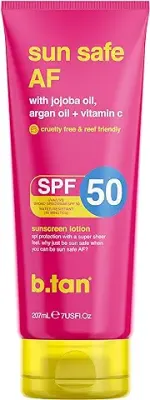 14. b.tan Sunscreen SPF 50 | Sun Safe AF Body Lotion - Weightless & Quick Absorbing, Vitamin C, Jojoba + Argan Oil, Reef Friendly, Vegan, Cruelty Free 7 Fl Oz