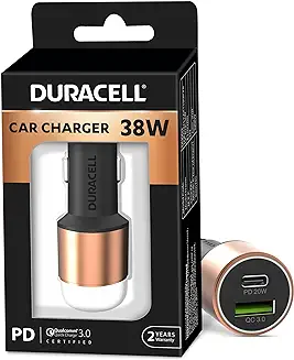 4. Duracell 38W Fast Car Charger Adapter