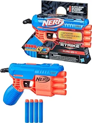 7. Nerf Alpha Strike Claw Qs-4 Blaster 4 Official Nerf Elite Foam Darts,Multicolor