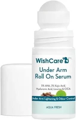 6. WishCare Underarm Roll On Serum - 5% AHA, 3% Kojic Acid, HA, Licorice - Underarm Lightening & Odour Control - Long Lasting Aqua Fragrance-50ml