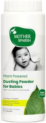 9. Mother Sparsh Plant Powered Dusting Powder For Babies - 200g | Talc Free Baby Powder With Corn Starch & Oat Powder