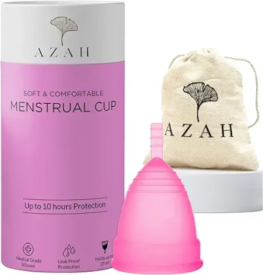 11. AZAH Reusable Menstrual Cup for Women | Ultra Soft, Odor & Rash Free | No Leakage | 100% Medical Grade Silicone | 8-10 Hours Protection | Pack of 1 | Medium