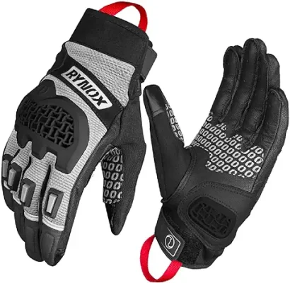 5. Rynox Polyester Gravel Gloves - Cuff Length Motorcycle Riding Gloves | Impact Protection | Scaphoid Protection | Abrasion Resistance - Granite Grey | Small, Motorsports