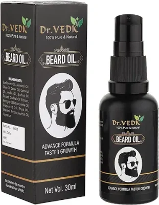 5. Dr Vedic Beard Hair Growth Oil For Faster Beard Growth & Thicker Looking Beard, Beard Oil For Patchy & Uneven Beard (30Ml) (Pack Of 1)