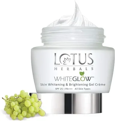 1. Lotus Herbals WhiteGlow Skin Whitening And Brightening Gel, Face Cream with SPF-25, for all skin types, 40g (Pack of 1)