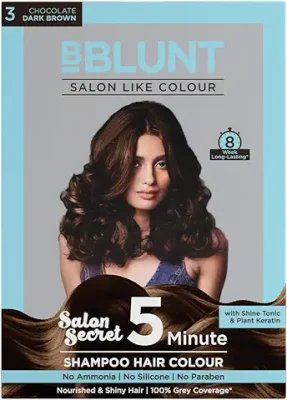 14. BBLUNT Chocolate Dark Brown 5 Minute Shampoo Hair Colour for 100% Grey Coverage - 20ml X 5