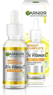2. Garnier Skin Naturals, Bright Complete 30X Vitamin C Booster Face Serum, Increases Skin's Glow Instantly and Reduces Spots Overtime, with 2% Niacinamide + 0.5% Salicylic Acid, for Men & Women, 50 ml