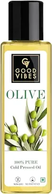 10. Good Vibes 100% Pure Olive Cold Pressed Carrier Oil For Hair & Skin