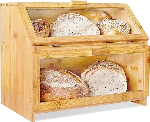 2. Laura's Green Kitchen Bread Box - Bread Storage For Homemade Bread | Bread Container, Breadbox, Large Bread Box, Wood Bread Box for Kitchen Counter (Self-Assembly)