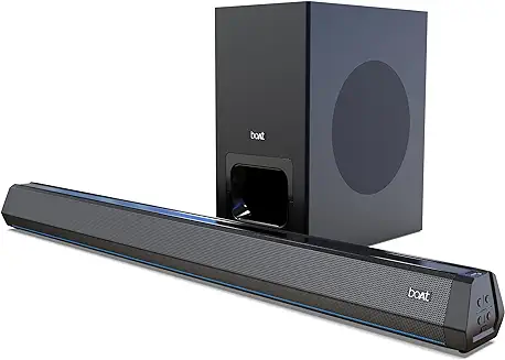 11. boAt Aavante Bar 2700 Bluetooth Soundbar with 300W RMS, 2.1CH with Wired Subwoofer, Signature Sound, Multi-Compatibility, EQ Modes, Bluetooth v5.3(Midnight Black)