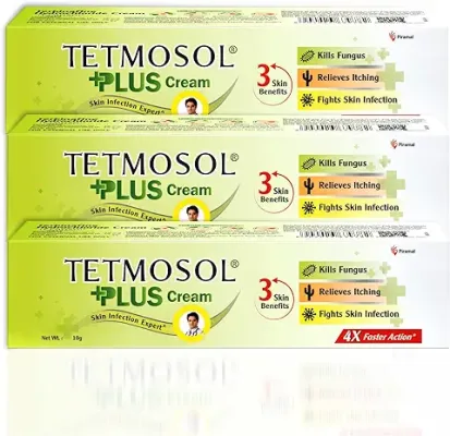 2. Tetmosol Plus Cream - topical antifungal cream - kills fungus, relieves itching, fights skin infections - Pack of 3 (3 x 10g)