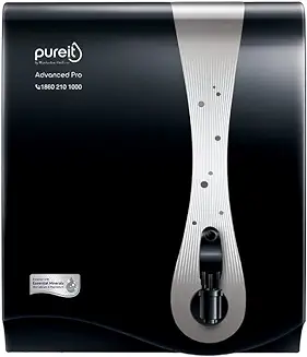 15. HUL Pureit Advanced Pro Mineral RO+UV 6 stage wall mounted counter top black 7L Water Purifier