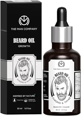 6. The Man Company Beard Oil for Growing Beard Faster with Almond & Thyme, 100% NATURAL, Best Beard Growth Oil for Men, Nourishes & Strengthens Uneven Patchy Beard - 30ML