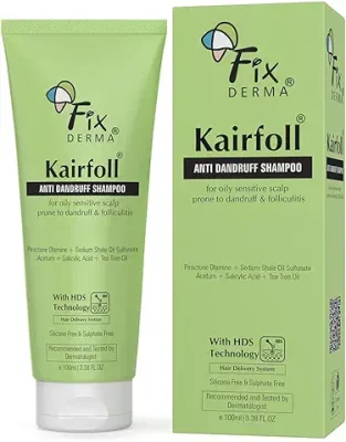 8. Fixderma Kairfoll Anti Dandruff Shampoo for Oily Sensitive Scalp Prone to Dandruff & Folliculitis | Anti Dandruff Shampoo for Women & Men | Salicylic Acid for Hair Fall | Sulphate Free Shampoo - 100ml